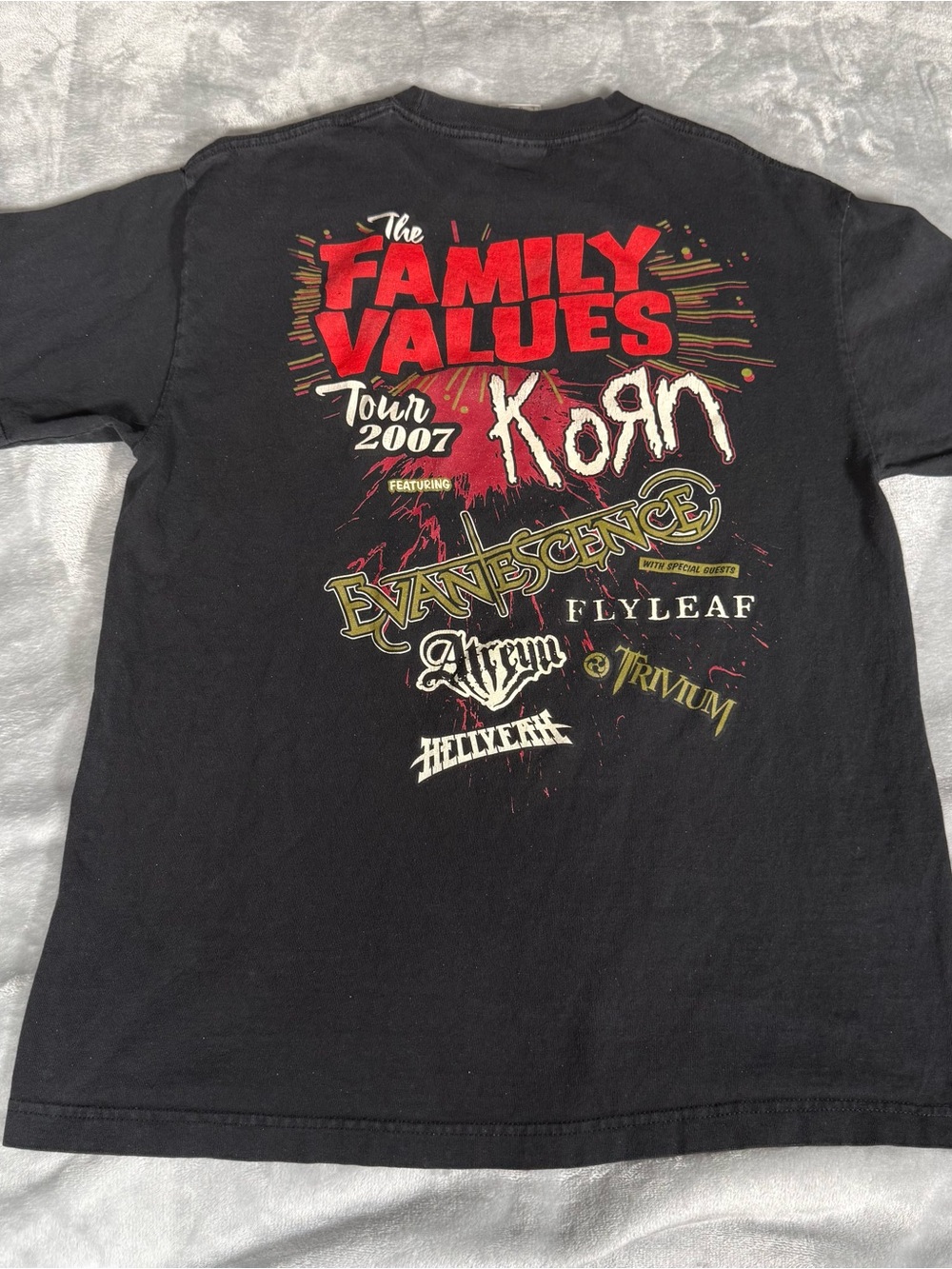 Vintage Family Values Tour T Shirt Mens L Slim Fit Korn Evanescence Faded 2007